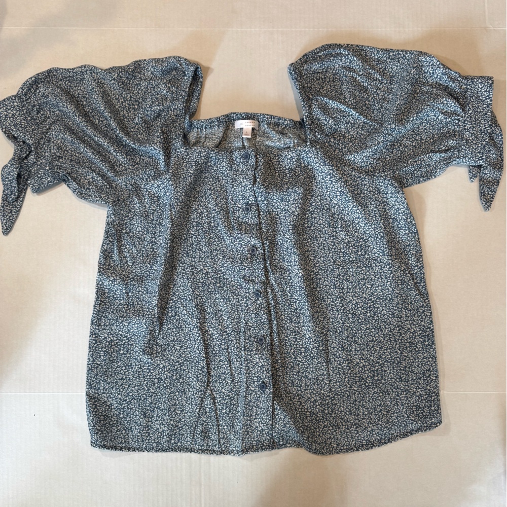 LC Lauren Conrad Navy Floral Blouse
